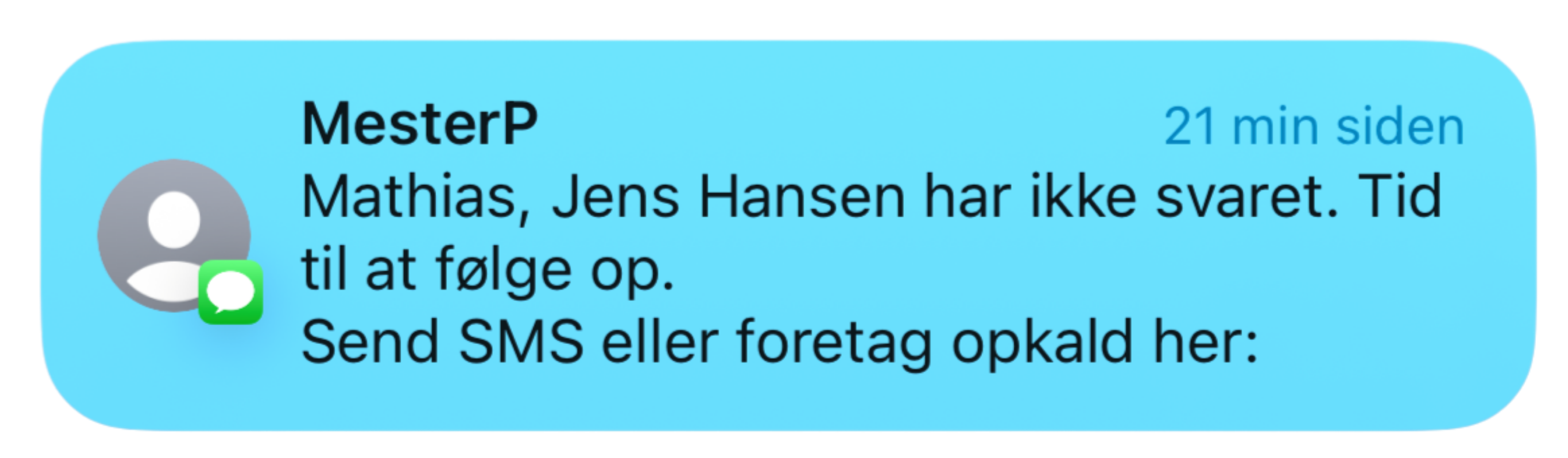 SMS opfølgning notifikation